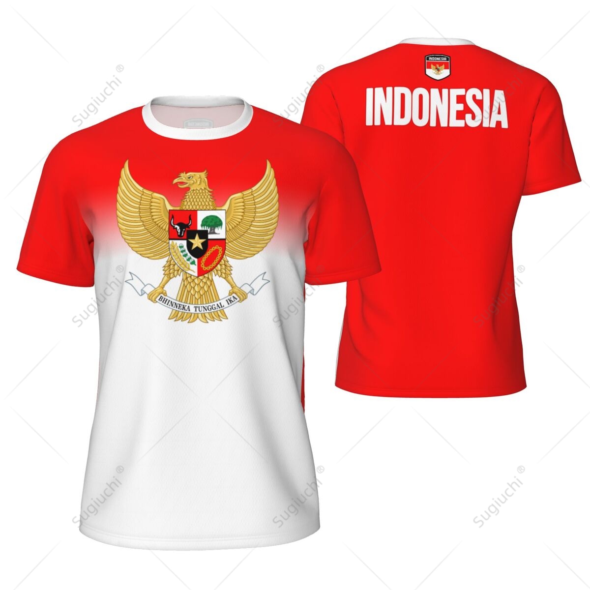3D Printing Indonesia - Sportowa koszulka z siateczki Flaga Indonezji