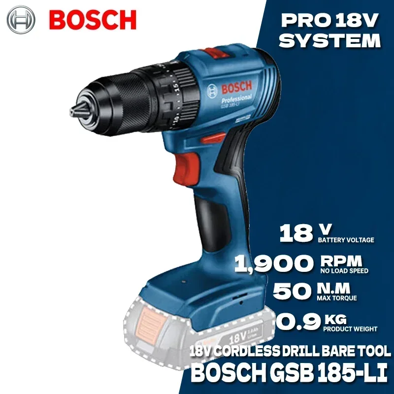 Bosch Drill Gsb 18V - BOSCH GSB 185-LI Bezszczotkowy Bezprzewodowy Wiertarko-Wkrętarka