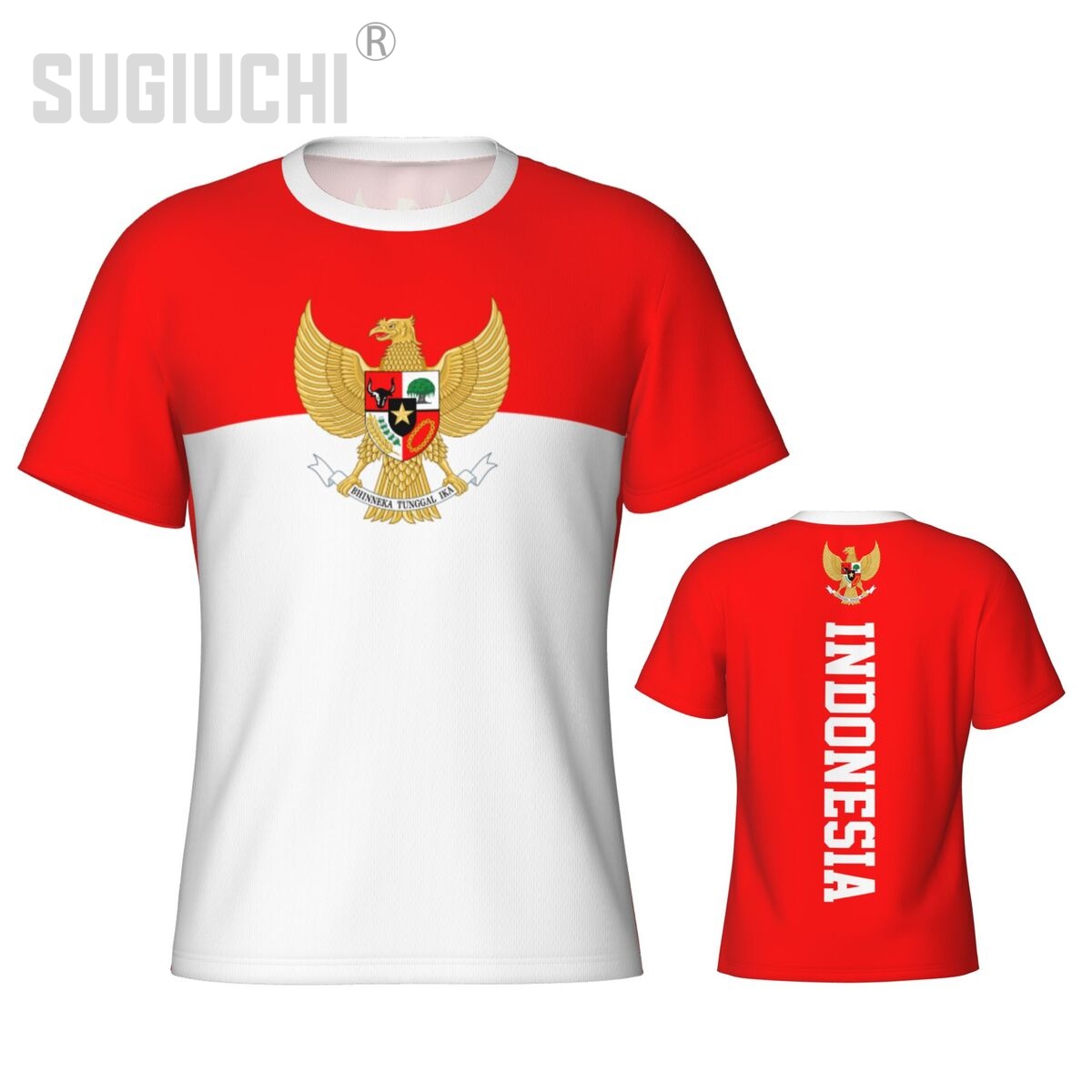3D Printing Indonesia - Obcisła koszulka sportowa Flaga Indonezji Indyjska