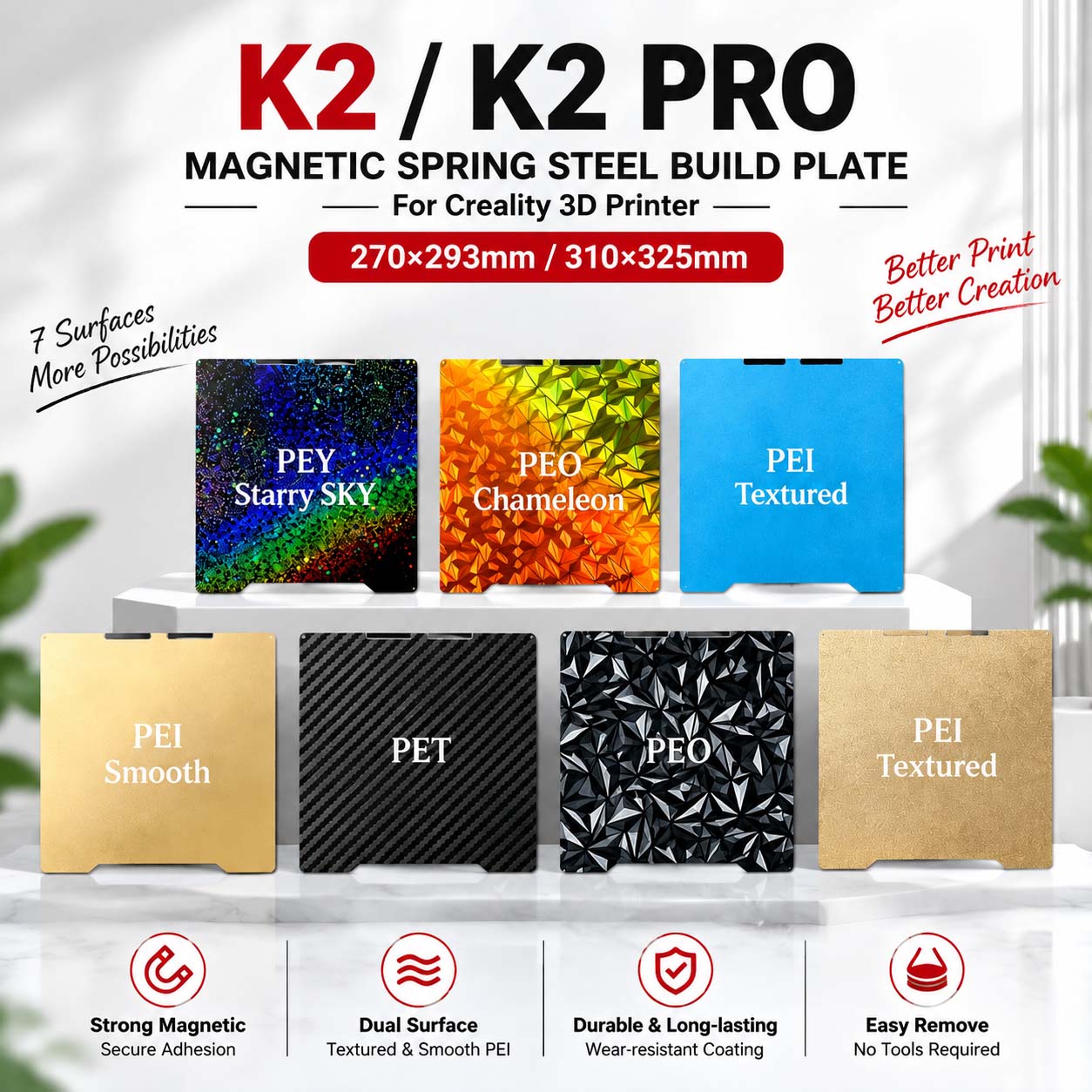 Pei Sheet - Creality K2/K2 Pro Magnetyczna Stalowa Płyta